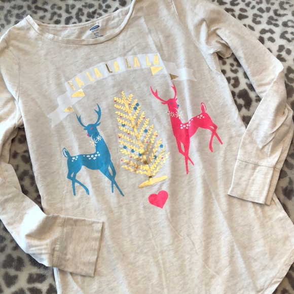 Old Navy Holiday Graphic Long Sleeve Top Size 14 - Picture 8 of 13
